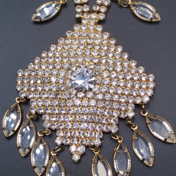 Vintage Juliana D&E Rhinestone Bezel Crystal Necklace Set in Gold Tone - Picture 4 of 10